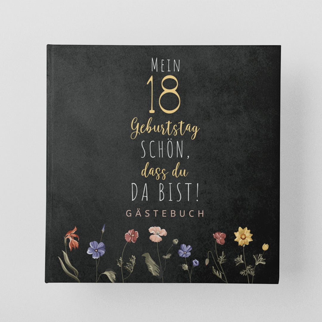 18. Geburtstag Gästebuch - Schön, dass du da bist - dunkel - ymemos