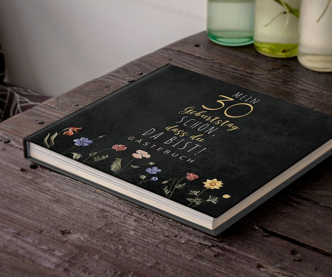 30. Geburtstag Gästebuch - Schön, dass du da bist - dunkel - ymemos