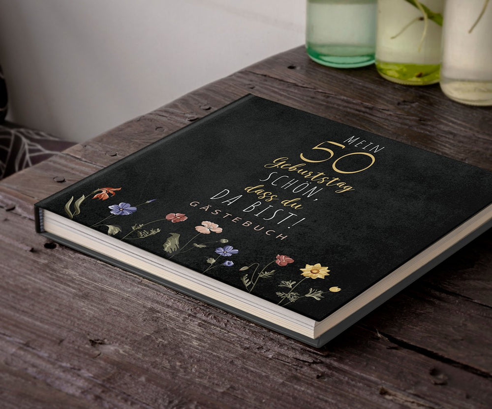 50. Geburtstag Gästebuch - Schön, dass du da bist - dunkel - ymemos