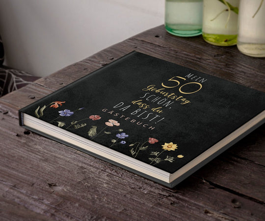 50. Geburtstag Gästebuch - Schön, dass du da bist - dunkel - ymemos