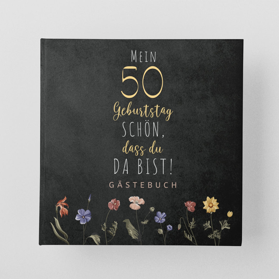 50. Geburtstag Gästebuch - Schön, dass du da bist - dunkel - ymemos