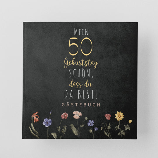 50. Geburtstag Gästebuch - Schön, dass du da bist - dunkel - ymemos