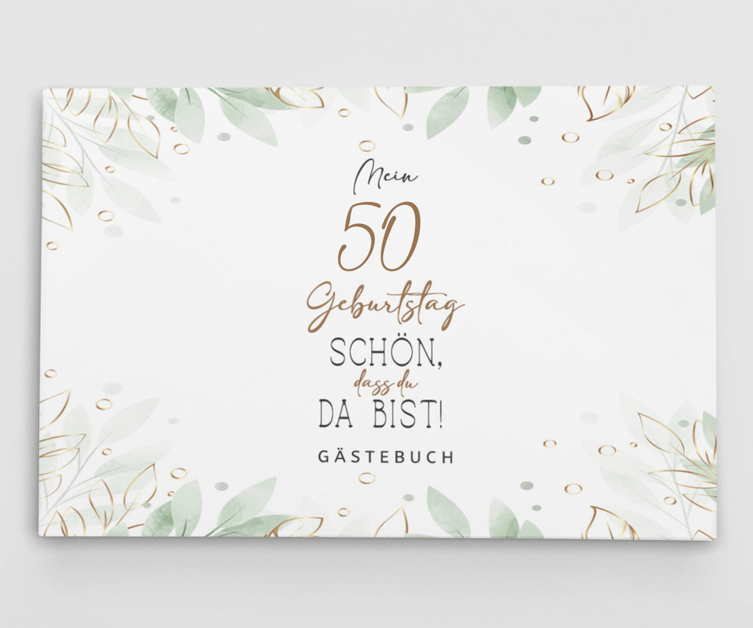50. Geburtstag Gästebuch - Schön, dass du da bist - hell - ymemos