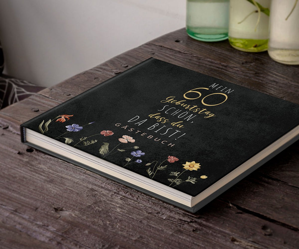 60. Geburtstag Gästebuch - Schön, dass du da bist - dunkel - ymemos