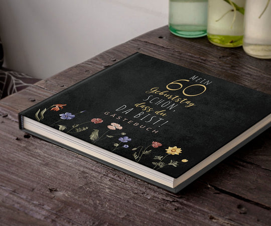 60. Geburtstag Gästebuch - Schön, dass du da bist - dunkel - ymemos