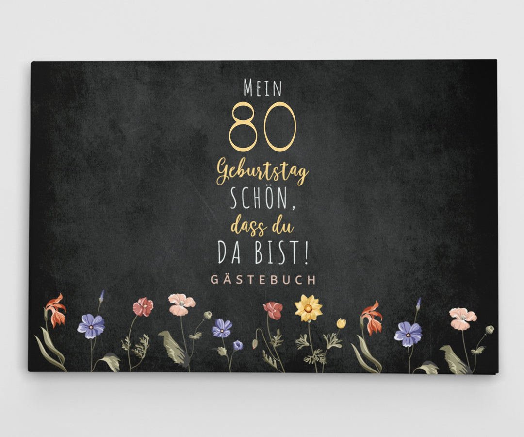 80. Geburtstag Gästebuch - Schön, dass du da bist - dunkel - ymemos