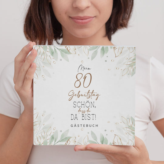 80. Geburtstag Gästebuch - Schön, dass du da bist - hell - ymemos