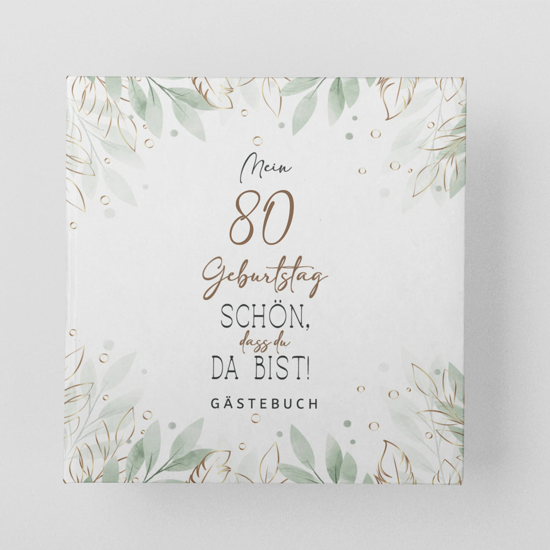 80. Geburtstag Gästebuch - Schön, dass du da bist - hell - ymemos