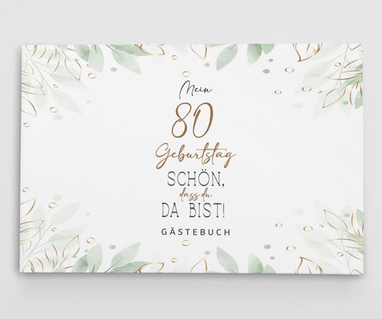 80. Geburtstag Gästebuch - Schön, dass du da bist - hell - ymemos