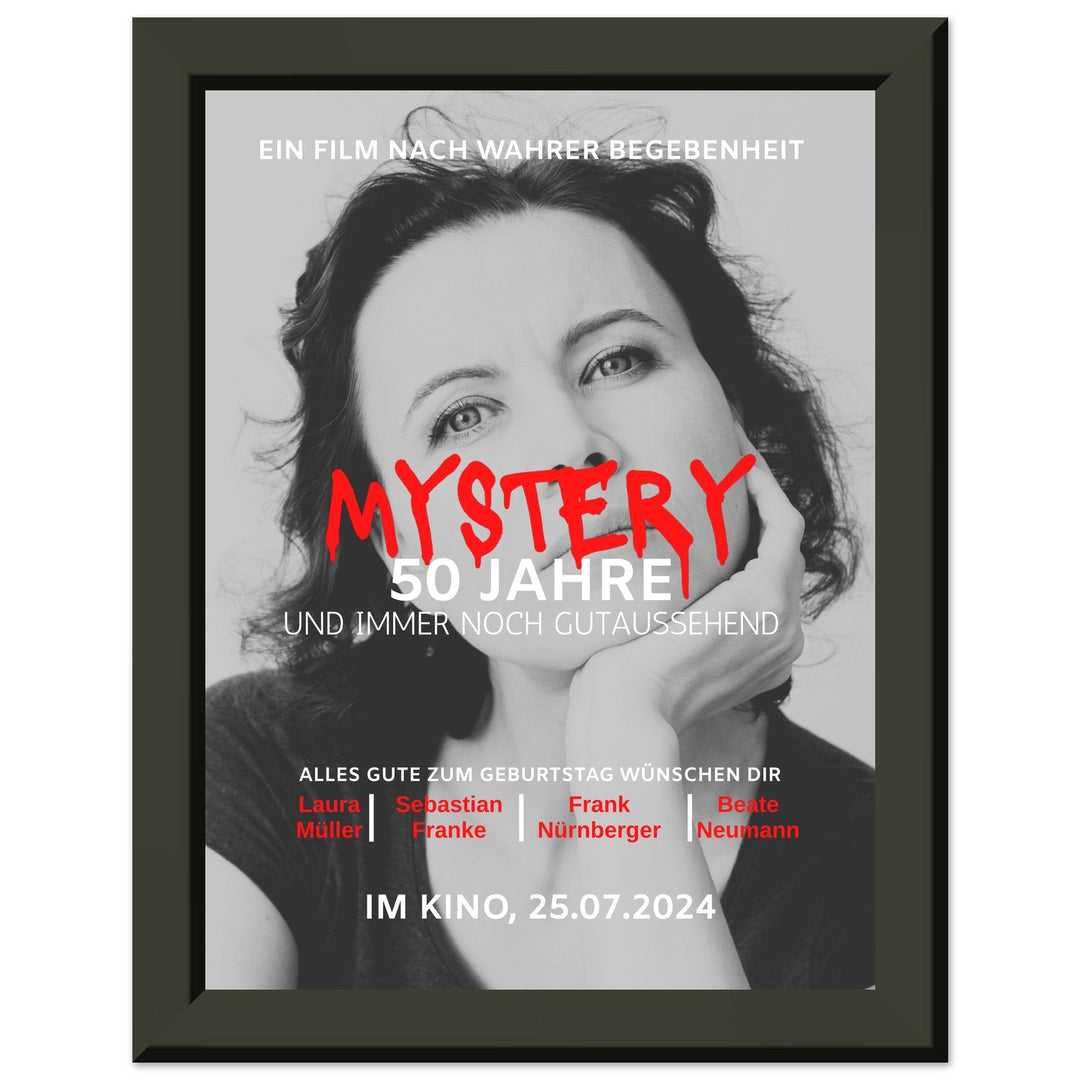 Geburtstag Filmposter MYSTERY mit Rahmen - ymemos