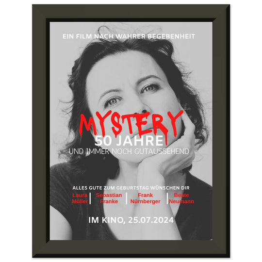 Geburtstag Filmposter MYSTERY mit Rahmen - ymemos