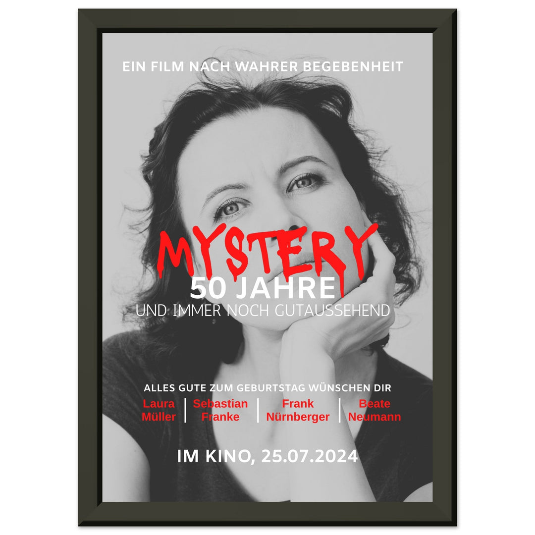 Geburtstag Filmposter MYSTERY mit Rahmen - ymemos