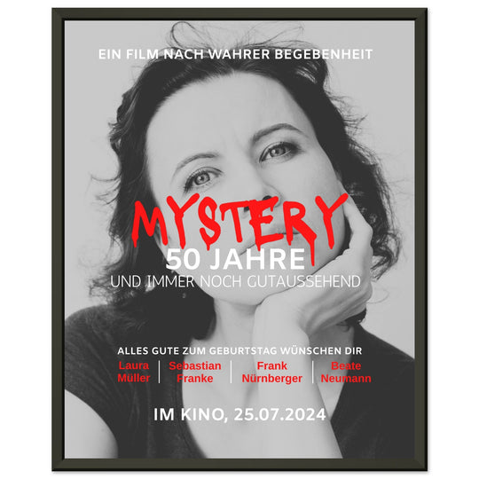 Geburtstag Filmposter MYSTERY mit Rahmen - ymemos