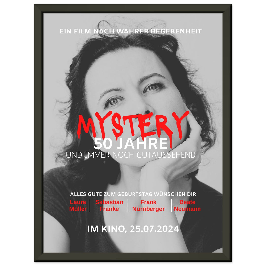 Geburtstag Filmposter MYSTERY mit Rahmen - ymemos