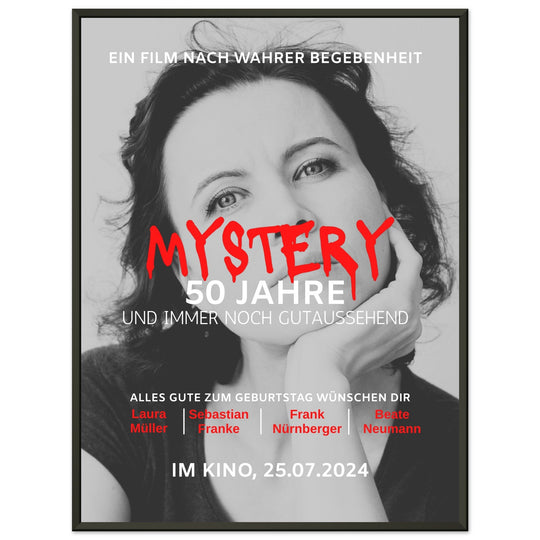 Geburtstag Filmposter MYSTERY mit Rahmen - ymemos
