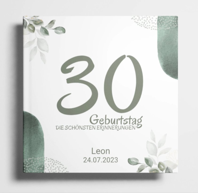 Personalisiertes Geburtstag Gästebuch greenery - ymemos