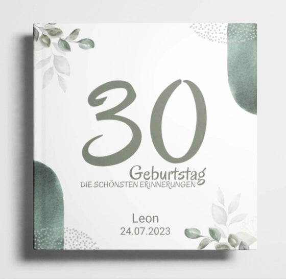 Personalisiertes Geburtstag Gästebuch greenery