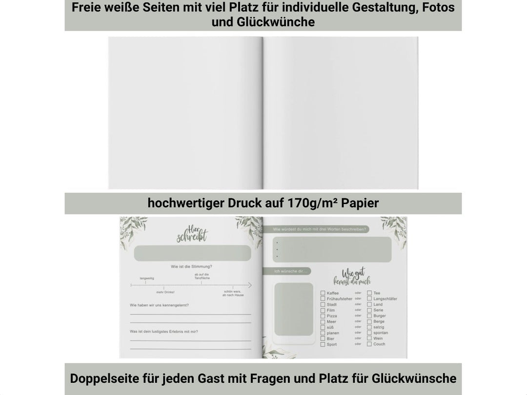 Personalisiertes Geburtstag Gästebuch greenery - ymemos