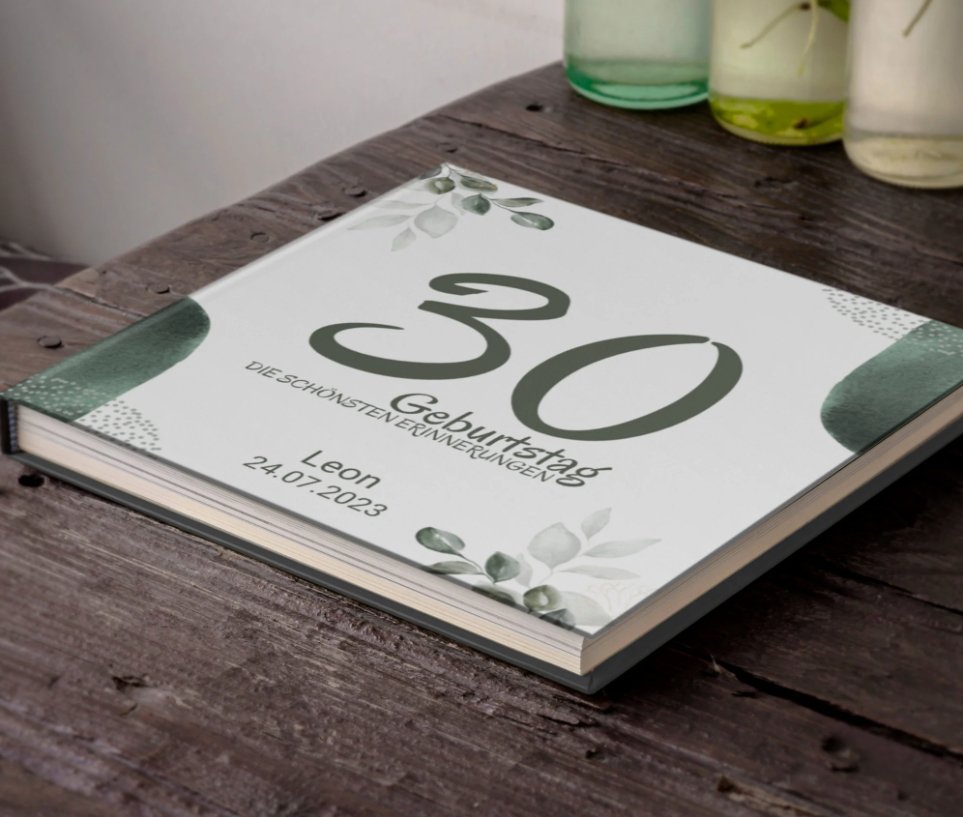 Personalisiertes Geburtstag Gästebuch greenery - ymemos