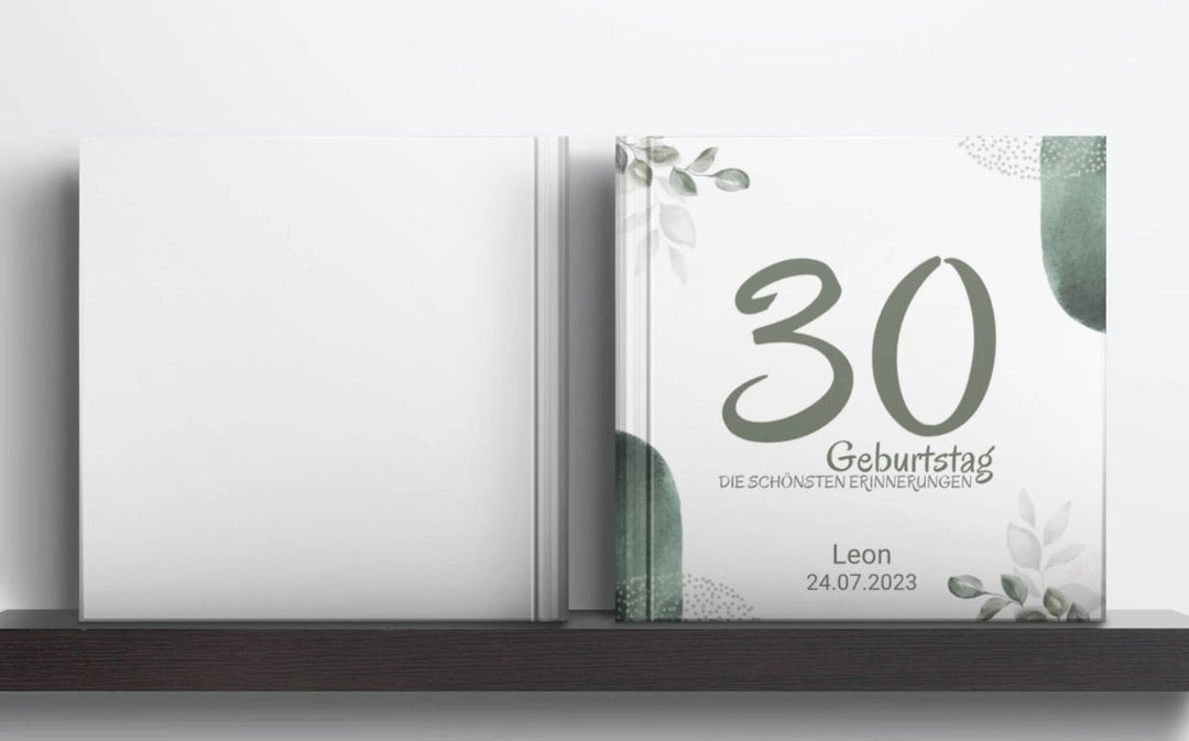 Personalisiertes Geburtstag Gästebuch greenery - ymemos