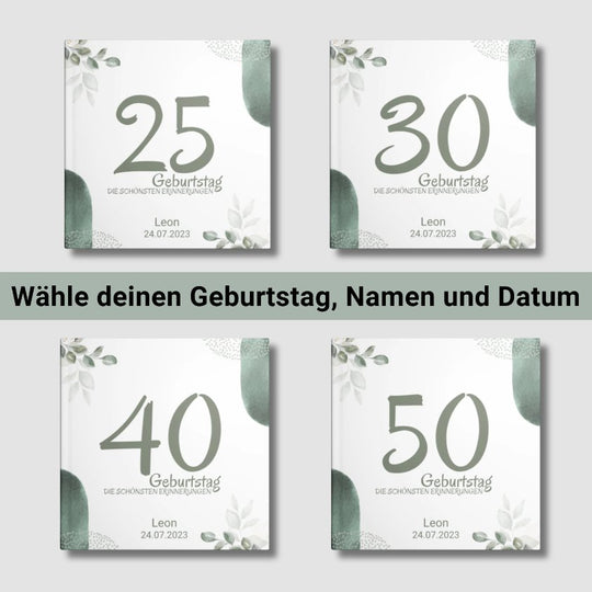 Personalisiertes Geburtstag Gästebuch greenery - ymemos