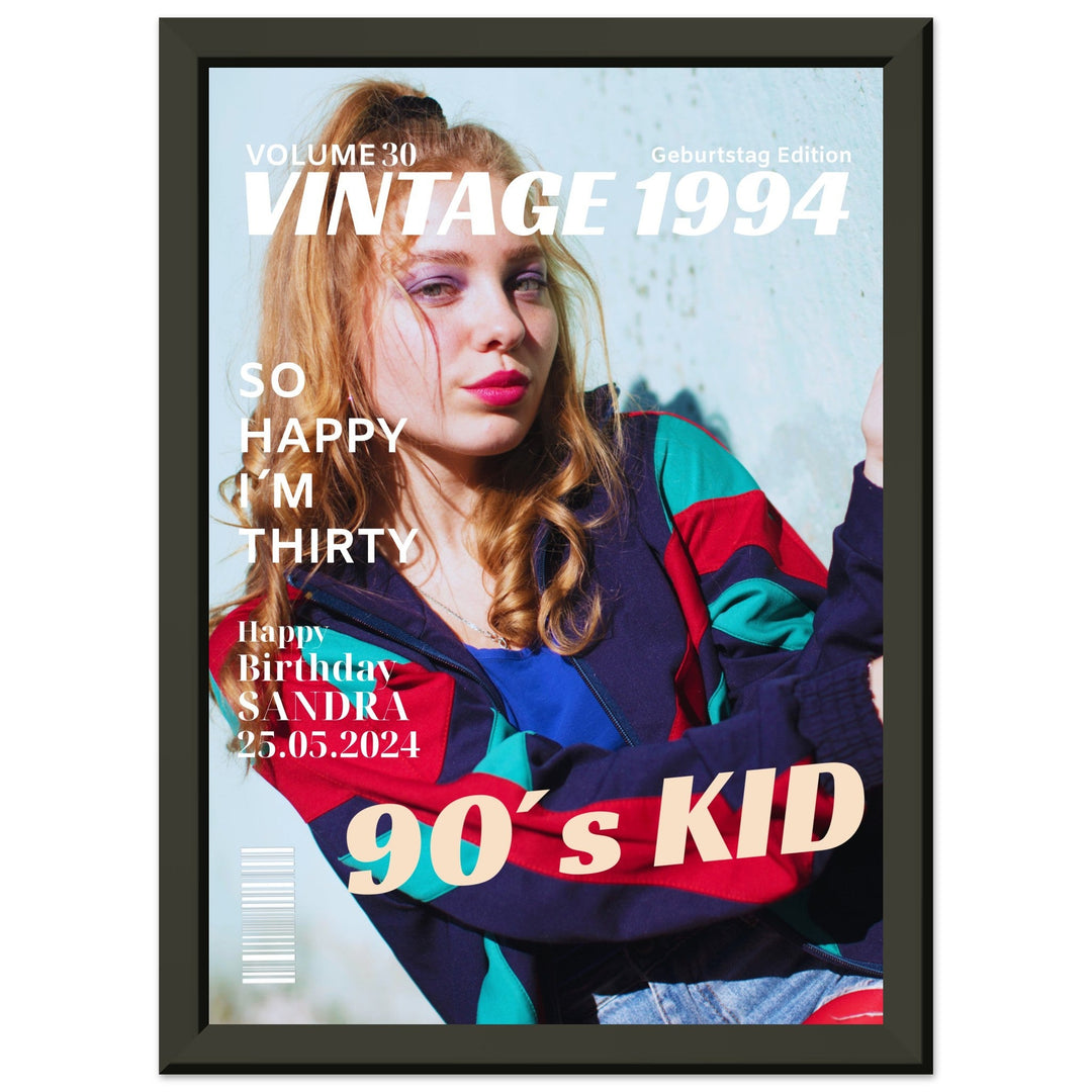 Personalisiertes Geburtstag Poster Magazin-Cover Retro (Rahmen) - ymemos