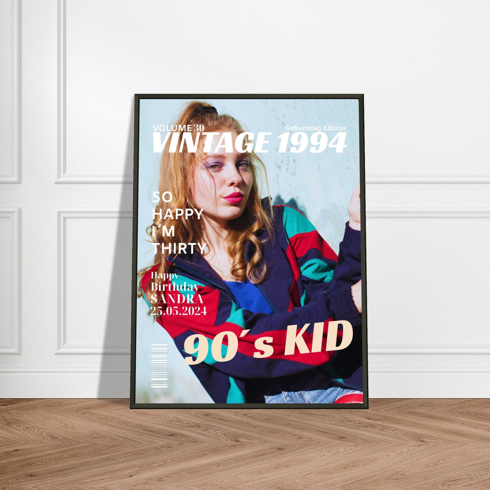 Personalisiertes Geburtstag Poster Magazin-Cover Retro (Rahmen) - ymemos