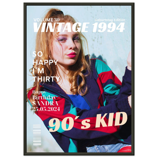 Personalisiertes Geburtstag Poster Magazin-Cover Retro (Rahmen) - ymemos