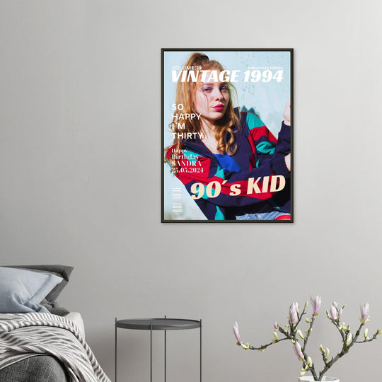Personalisiertes Geburtstag Poster Magazin-Cover Retro (Rahmen) - ymemos