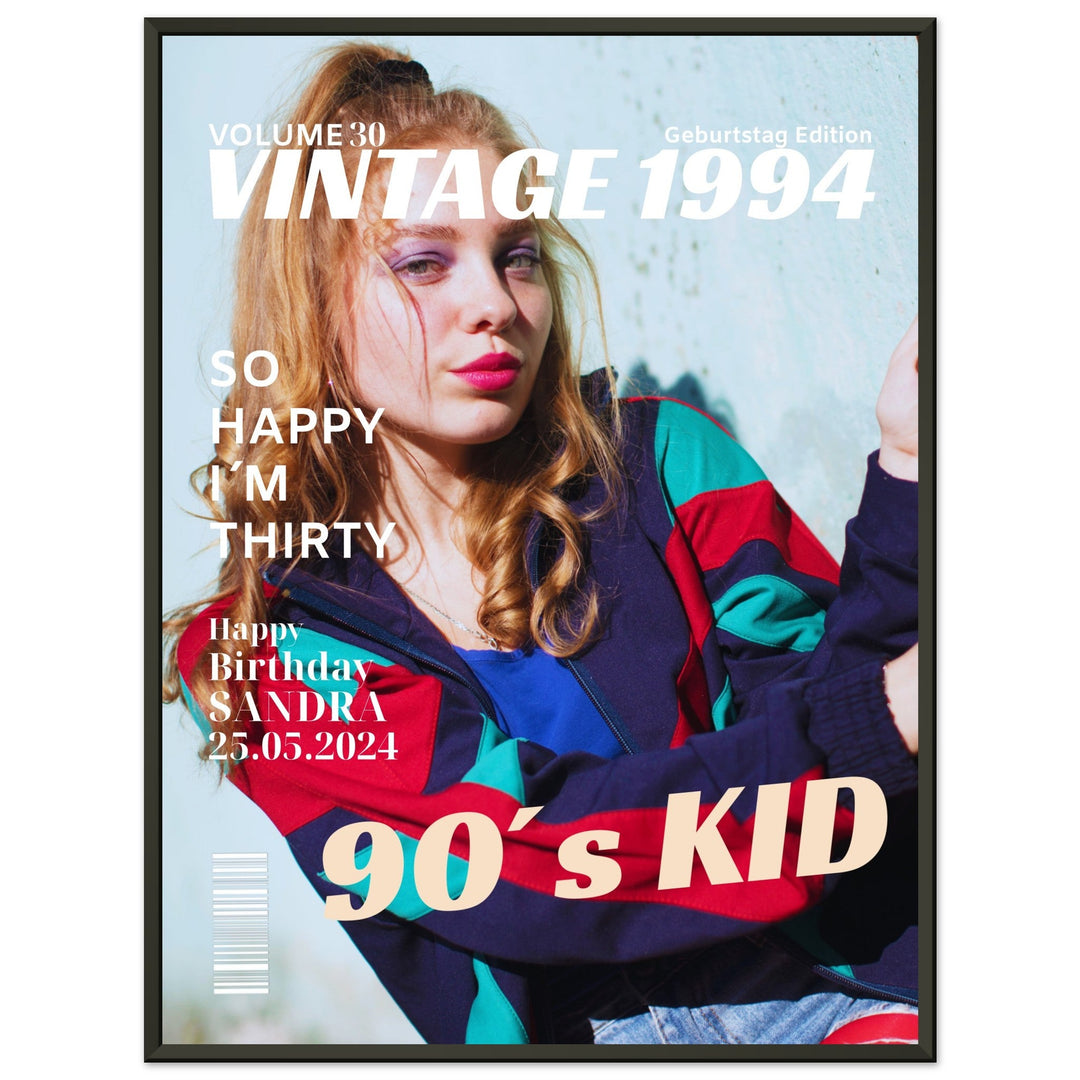 Personalisiertes Geburtstag Poster Magazin-Cover Retro (Rahmen) - ymemos