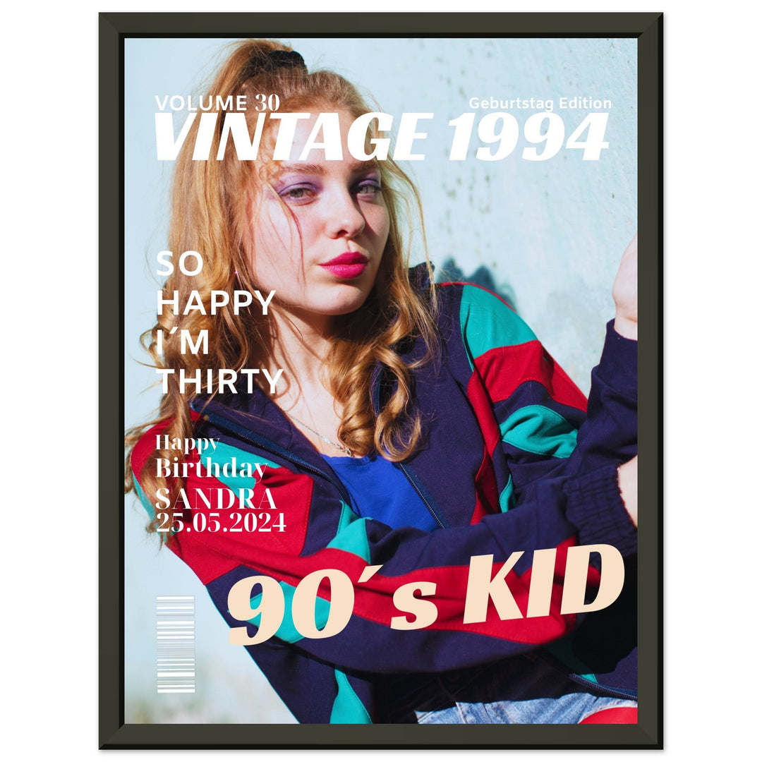 Personalisiertes Geburtstag Poster Magazin-Cover Retro (Rahmen) - ymemos