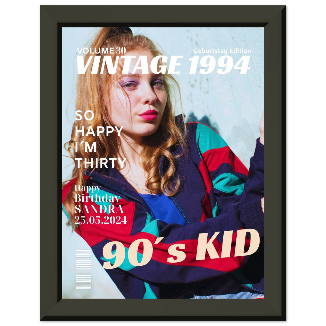 Personalisiertes Geburtstag Poster Magazin-Cover Retro (Rahmen) - ymemos
