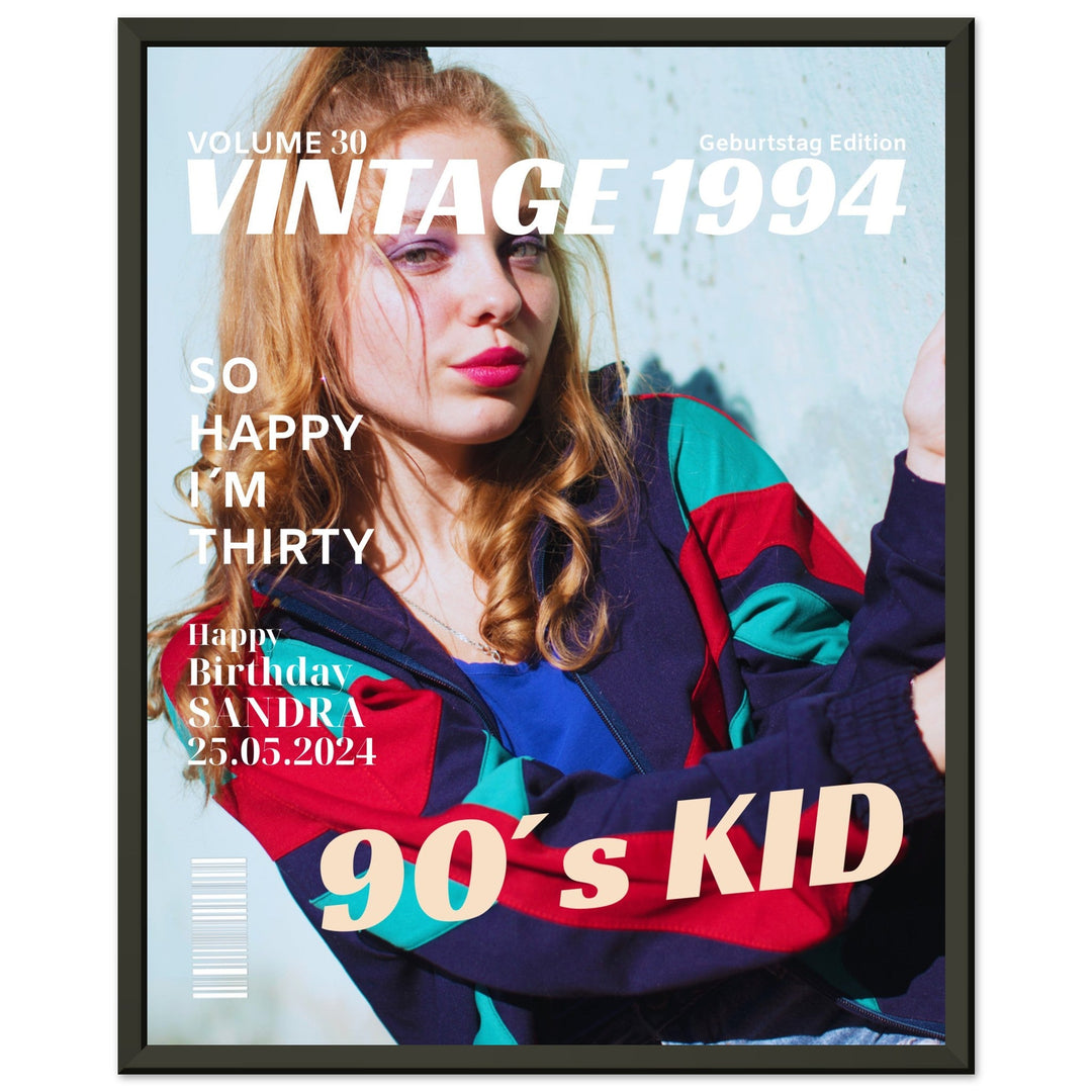 Personalisiertes Geburtstag Poster Magazin-Cover Retro (Rahmen) - ymemos