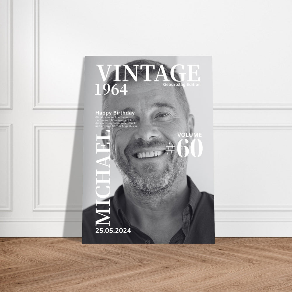 Personalisiertes Geburtstag Poster Magazin-Cover schwarz-weiß - ymemos