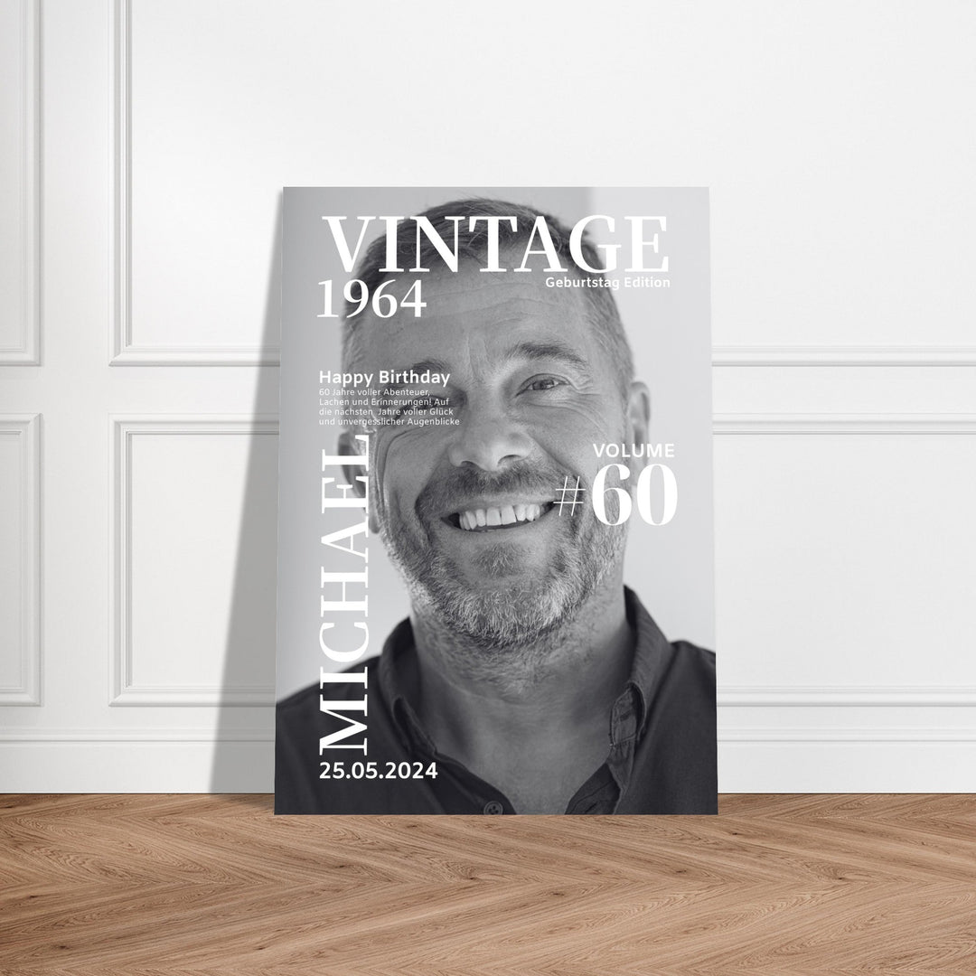 Personalisiertes Geburtstag Poster Magazin-Cover schwarz-weiß - ymemos